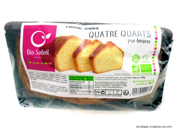 Quatre Quarts Pur Beurre Bio 260g