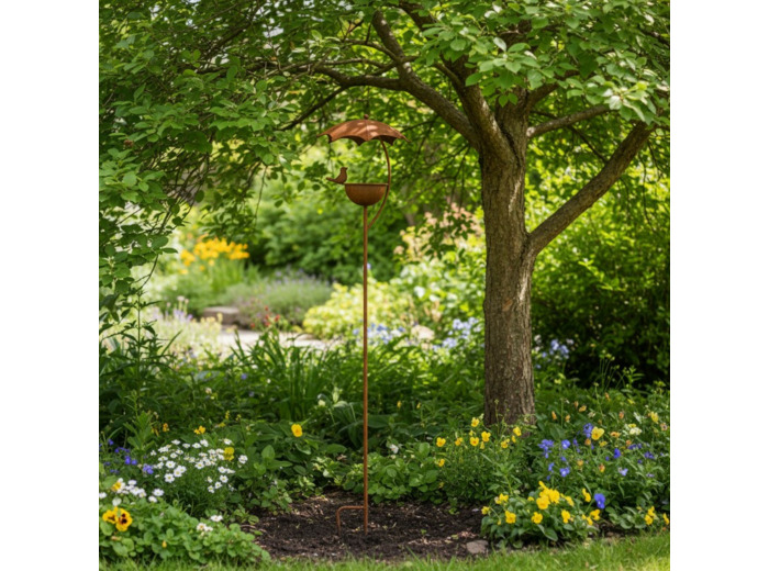 Mangeoire oiseaux fer à planter 22x120cm
