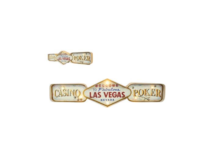 Plaque métal type enseigne lumineuse " Welcome To Fabulous Las Vegas" - 61 x 5 x 15 cm - Decoration Vintage, Pub, Bar, Casino
