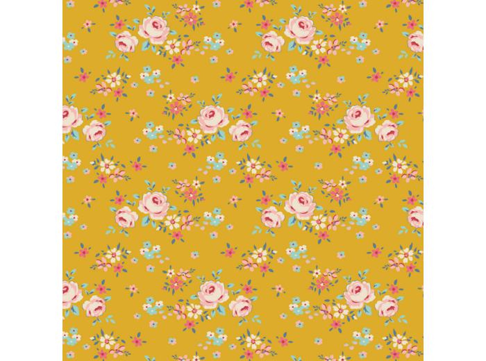 COUPON DE TISSU TILDA CREATING MEMORIES SPRING GRACIE YELLOW  50 X 55 CM