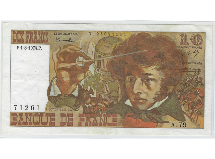 FRANCE 10 FRANCS BERLIOZ 1-8-1974 A.79 SUP