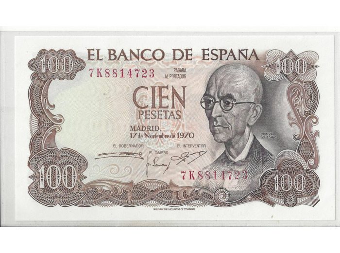 Espagne SPAIN 100 PESETAS SERIE 7 K 17 11 1970  NEUF