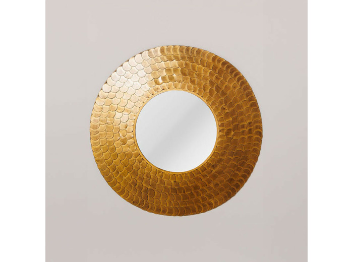 Miroir rond écailles doré 81x81x81cm