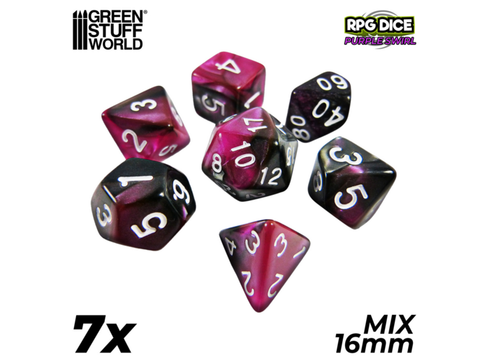 Accessoires Jeu - Dés - Dices - Mix x 7pcs Violet Marbre