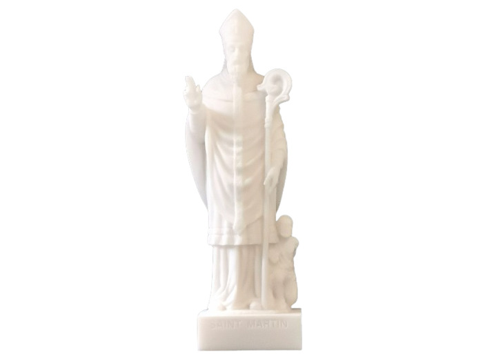 Saint Martin de Tours  - Statue en Albaster 17cm - Blanc