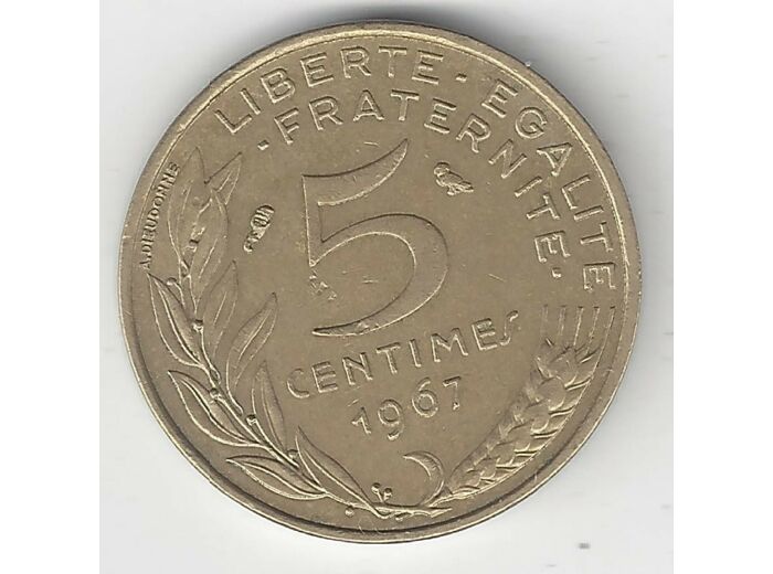 FRANCE 5 CENTIMES LAGRIFFOUL 1967 TTB+