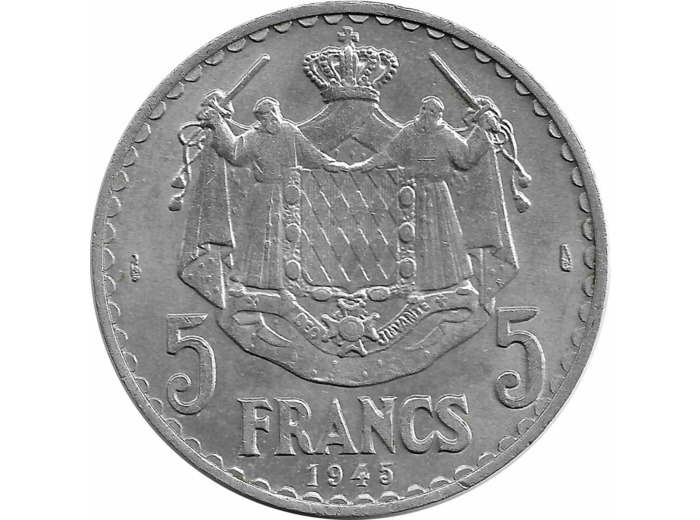 MONACO 5 FRANCS 1945 ALUMINIUM TTB