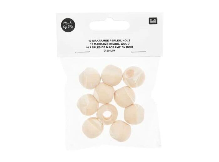 Perles en bois macramé - 20 mm - 10 pcs