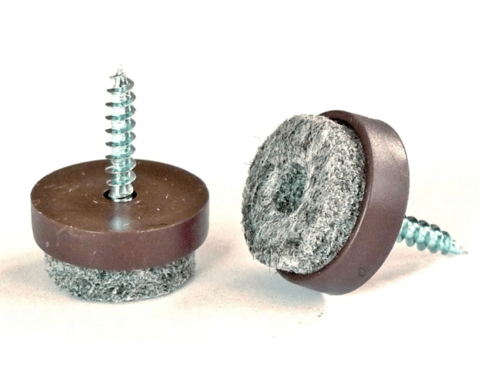 Patin plastique marron à visser Ø20 mm + feutre 100pcs GBR20-SCREW/UN