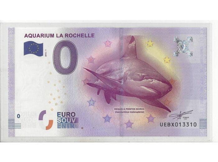 17 LA ROCHELLE 2016-1 AQUARIUM REQUIN Numero 013310 BILLET SOUVENIR 0 EURO