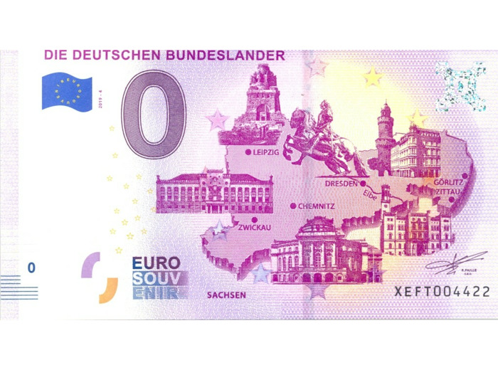 ALLEMAGNE 2019-4 DIE DEUTSCHEN BUNDESLANDER BILLET SOUVENIR 0 EURO