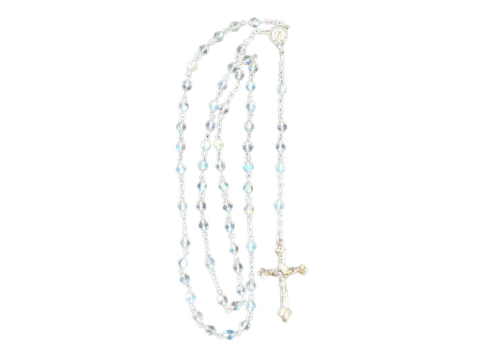 Chapelet Perles en Verre Sur Chaine Argentée - CRISTAL