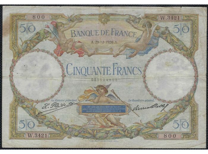 FRANCE 50 FRANCS L.O. MERSON 29-12-1928 W.3421 TB+