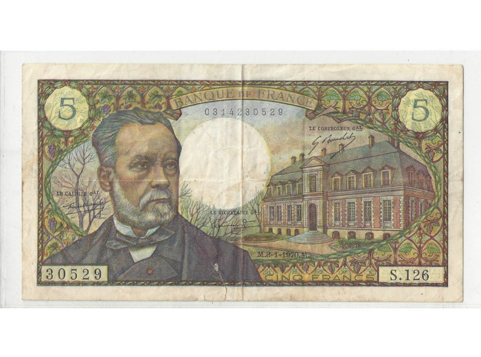 FRANCE 5 FRANCS PASTEUR 08/01/1970 S.126 TB+