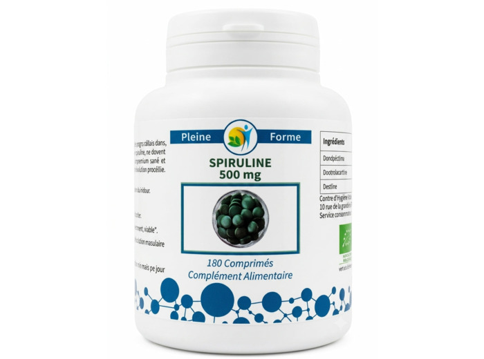 Spiruline Bio 500 mg – 180 comprimés | Énergie & Vitalité