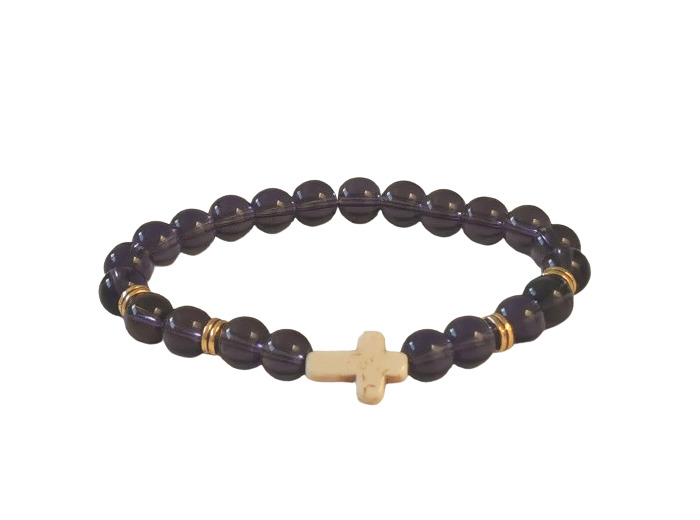 BRACELET élastique 8mm en pierre véritable- Améthyste