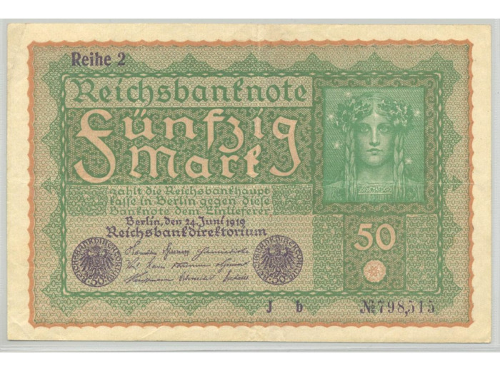 ALLEMAGNE 50 MARK 24-06-1919 SERIE JB TTB+