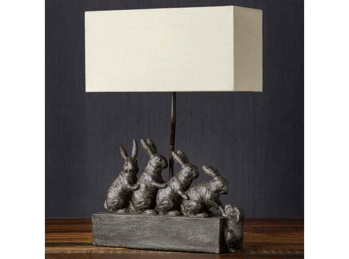 Lampe à poser famille Lapins résine 46x14x32cm