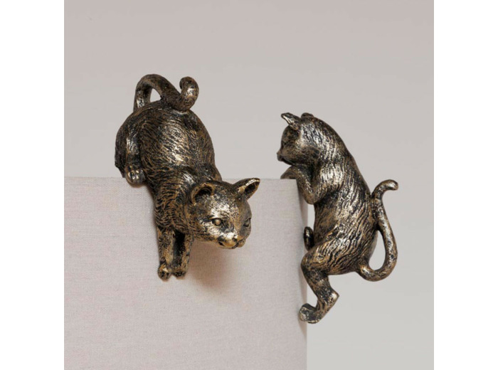 Ensemble 2 suspensions décoratives chats résine 17x11x7cm