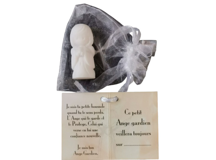 Ange Gardien Garçon Livre -Statue en Albaster 4,5cm + TULLE