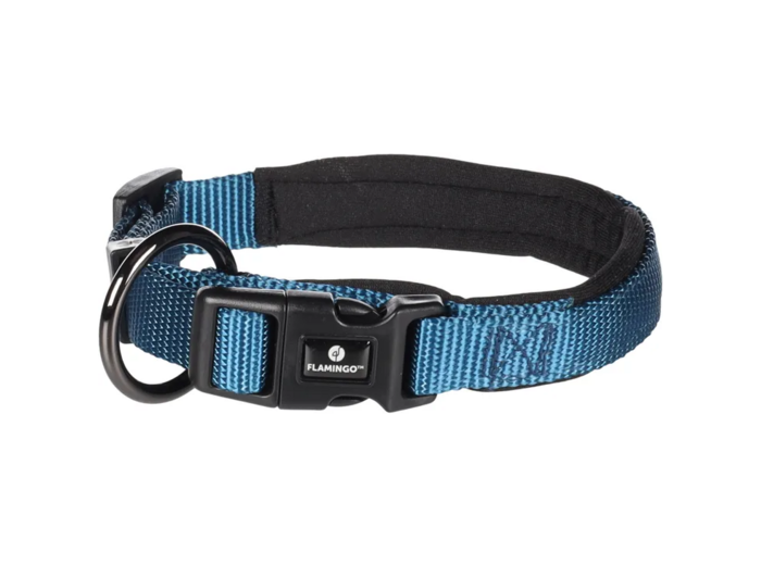 Collier confort Bleu pour chien avec boucle à clic FLAMINGO