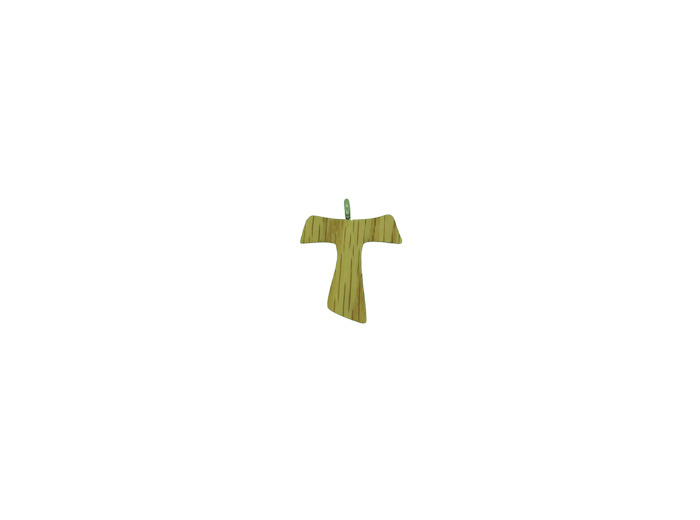 Croix en Bois d'Erable Vernis 3,2cm avec Cordon - TAU