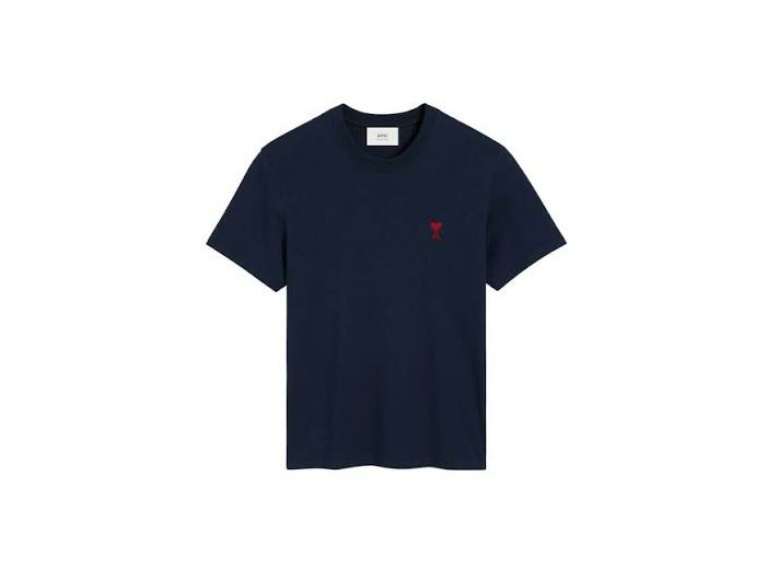 Ami Paris Tee Shirt Bleu Coeur Rouge