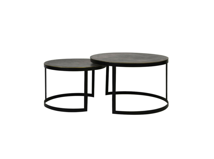 Duo tables Gigognes en Bronze Métal 76x76x46cm