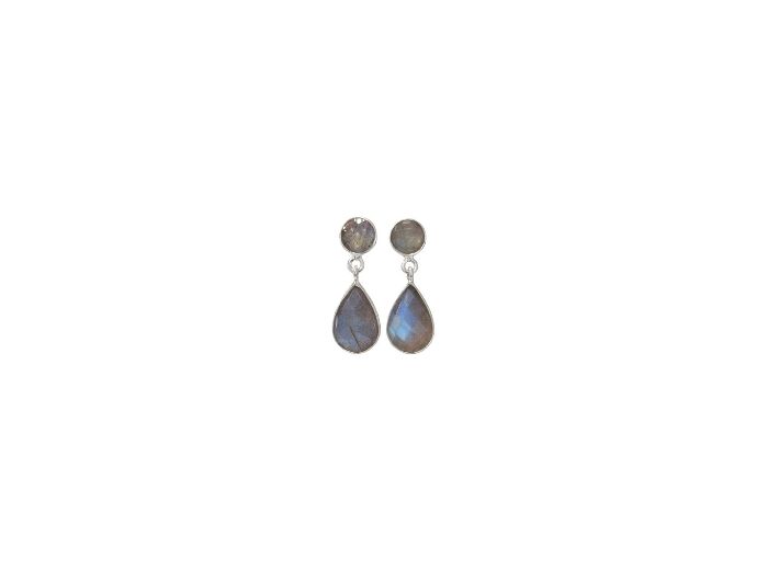 Boucles d'oreilles avec 2 pierres de  Labradorite facettées et Argent 925