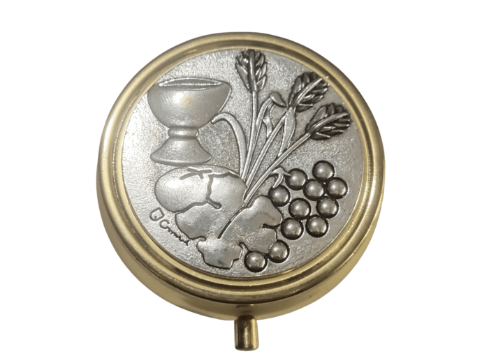 Custode dorée Diam. 5cm couvercle argenté BLÉ ET VIGNE