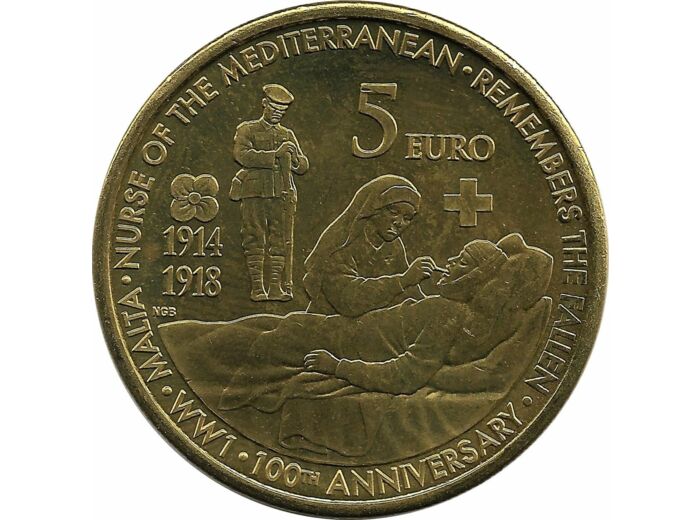 MALTE 2014 5 EURO 100 ANS DEBUT DE LA 1ere GUERRE MONDIALE SUP