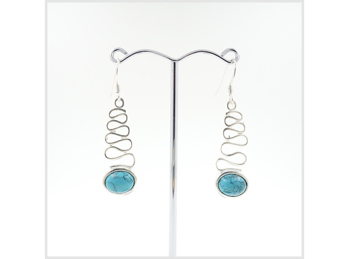 Boucles d'oreilles Turquoise et Argent Massif