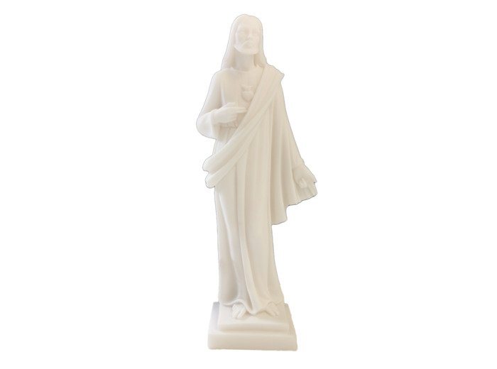 Sacré-Coeur - Statue en albâtre 25cm -Blanc