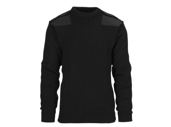 Pull Commando Noir OTAN : chaleur laine, renforts épaules et coudes