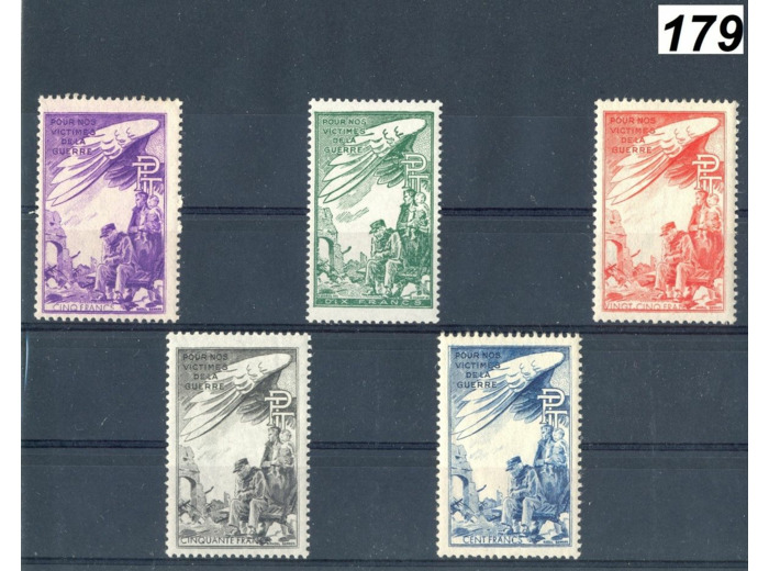 LOT 5 TIMBRES FRANCE Y 32 a 36 VICTIMES DE GUERRE 1944 NEUF *179