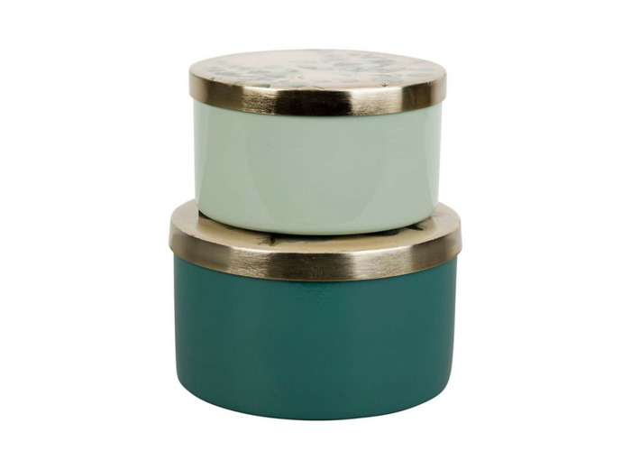 Ensemble 2 boîtes fer gigogne Oiseau multicolore 8x13cm