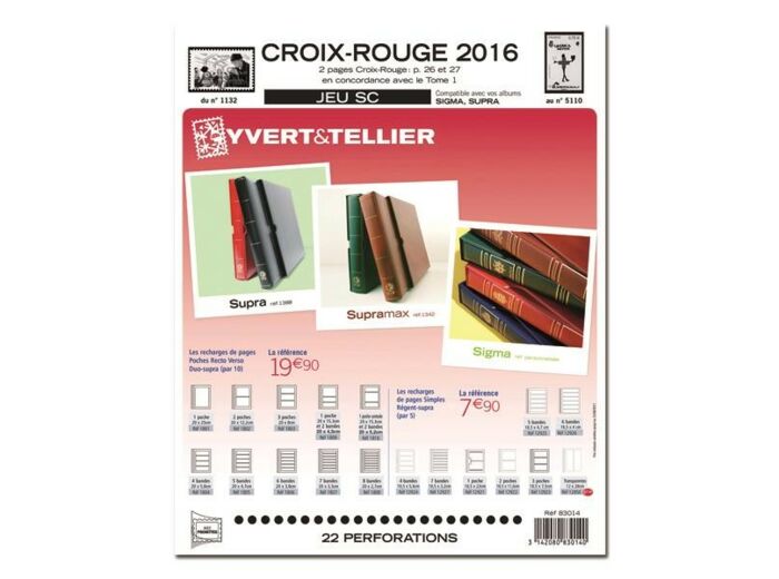 Yvert et Tellier FRANCE CROIX ROUGE SC 2016 (jeux avec pochettes)