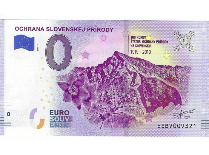 SLOVAQUIE 2019-1 OCHRANA BILLET SOUVENIR 0 EURO TOURISTIQUE NEUF