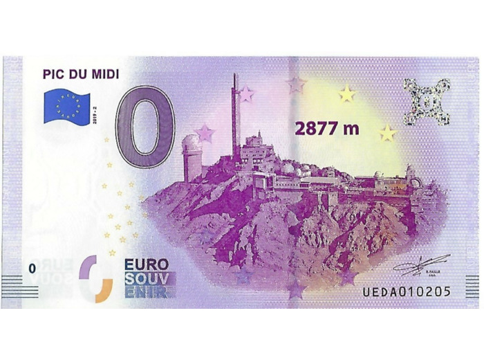 65 LA MONGIE  2019-2 PIC DU MIDI 2877 M BILLET SOUVENIR 0 EURO NEUF