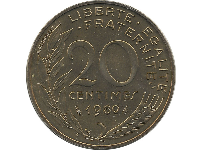 FRANCE 20 CENTIMES LAGRIFFOUL 1980 FDC