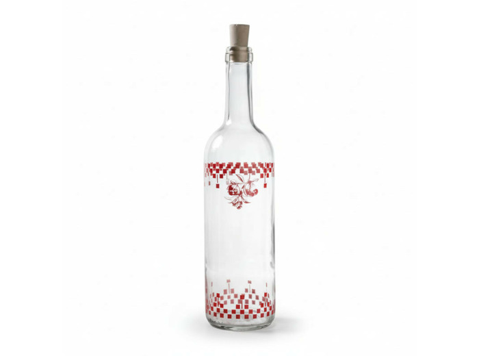 Bouteille verre damier rouge 75cm