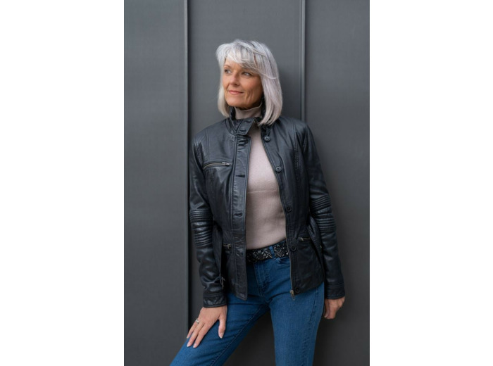 OPH5453 Veste femme cuir noir