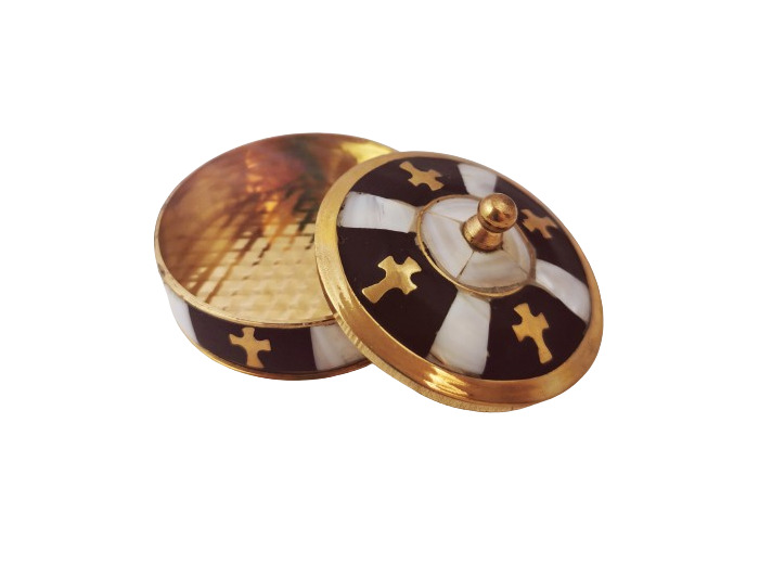 Boîte en Nacre et Métal Couleur Bronze Diamètre 7cm