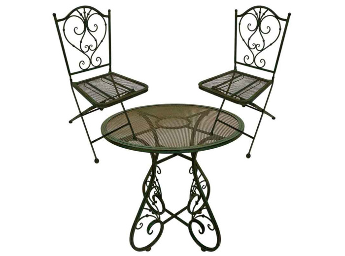 Ensemble Table et Chaises en Fer Forgé Vert 70x70x71cm