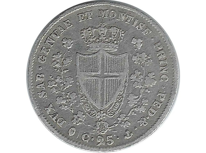 ITALIE (SARDAIGNE) 25 CENTESIMI 1829 FP (Gênes) TTB