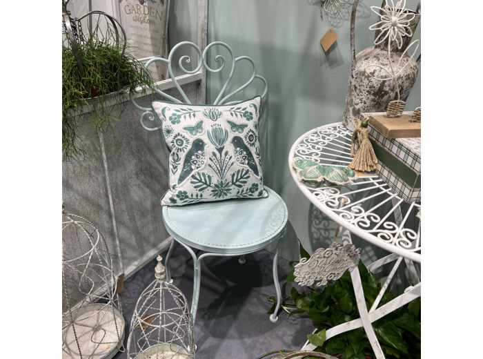 Chaise de jardin fer dossier coeur 42x42x93cm
