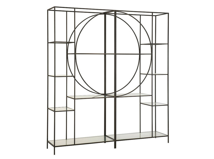 Grande étagère acier verre 2 parties 180x40x201cm