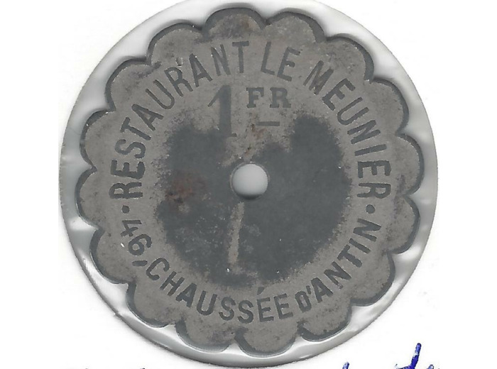 75 SEINE 1 Franc RESTAURANT LE MEUNIER TTB