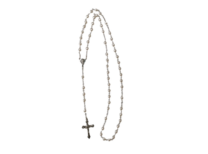 Chapelet avec Perles en Nacre sur Chaîne en Argent 925 - BLANC 6mm
