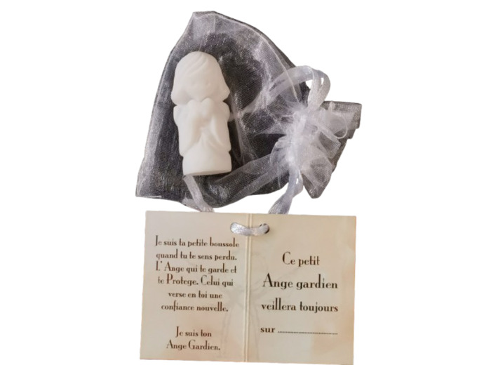Ange Gardien Fille Coeur -Statue en Albaster 4,5cm + TULLE